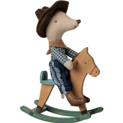 Maileg Maileg Collection|4 Years < Little Brother Cowboy Mouse with Rocking Horse