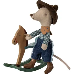 Maileg Maileg Collection|4 Years < Little Brother Cowboy Mouse with Rocking Horse