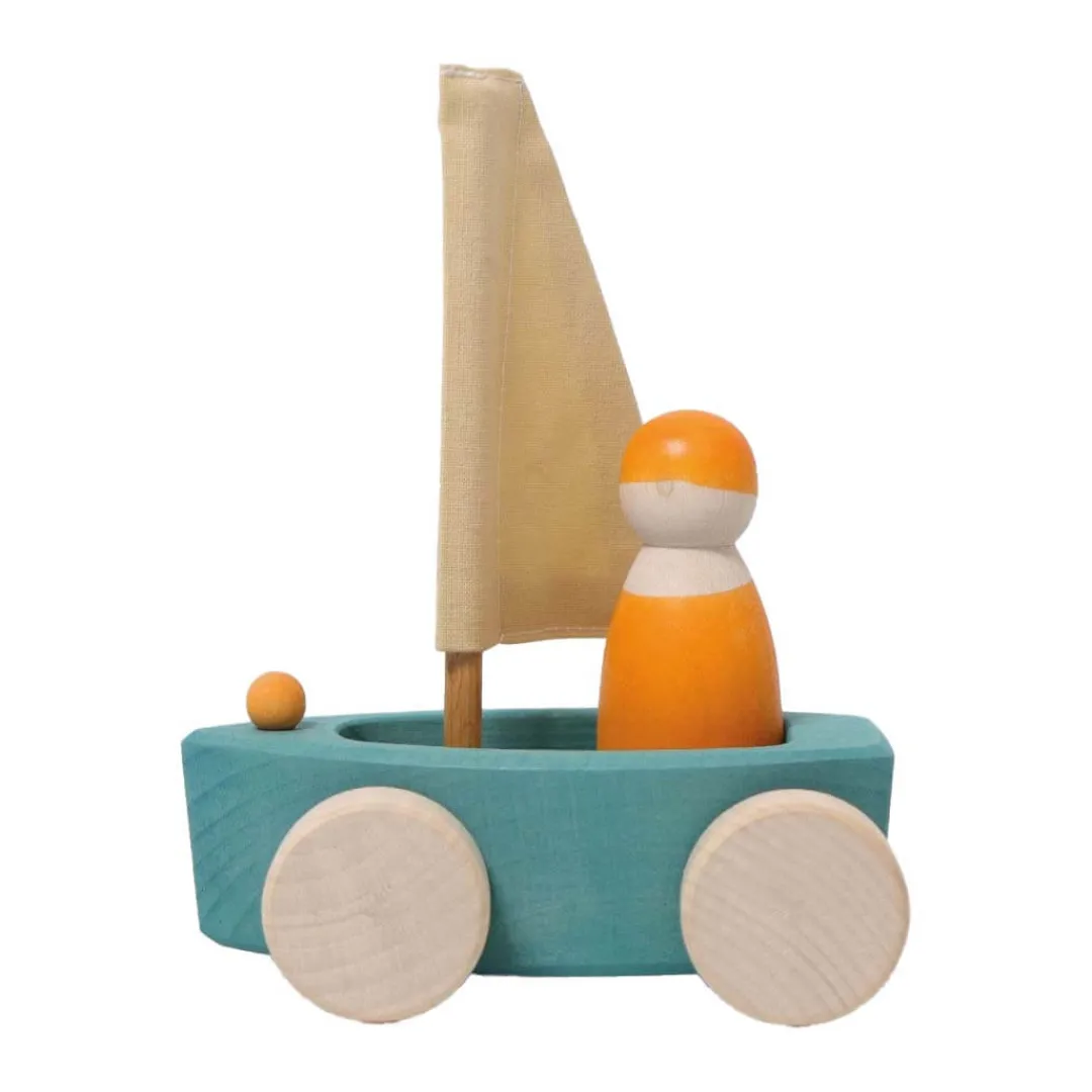 Grimm's Spiel u0026 Holz 4 Years|3 Years < Little Land Yacht - Wooden Toy Sailboat