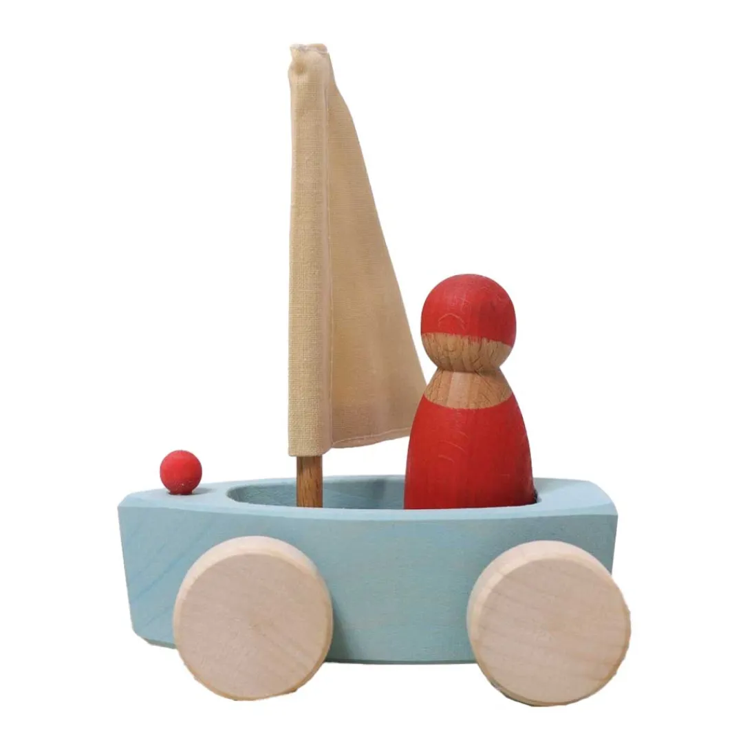 Grimm's Spiel u0026 Holz 4 Years|3 Years < Little Land Yacht - Wooden Toy Sailboat