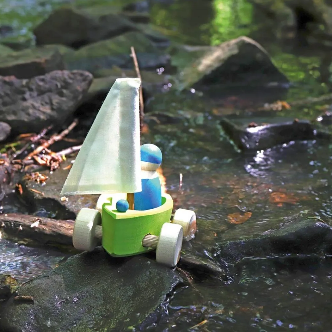 Grimm's Spiel u0026 Holz 4 Years|3 Years < Little Land Yacht - Wooden Toy Sailboat