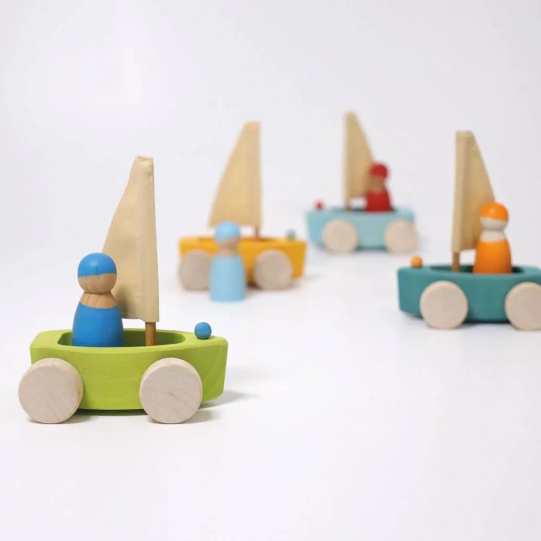 Grimm's Spiel u0026 Holz 4 Years|3 Years < Little Land Yacht - Wooden Toy Sailboat