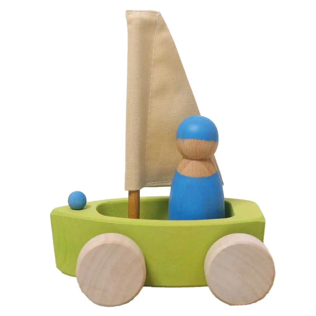 Grimm's Spiel u0026 Holz 4 Years|3 Years < Little Land Yacht - Wooden Toy Sailboat