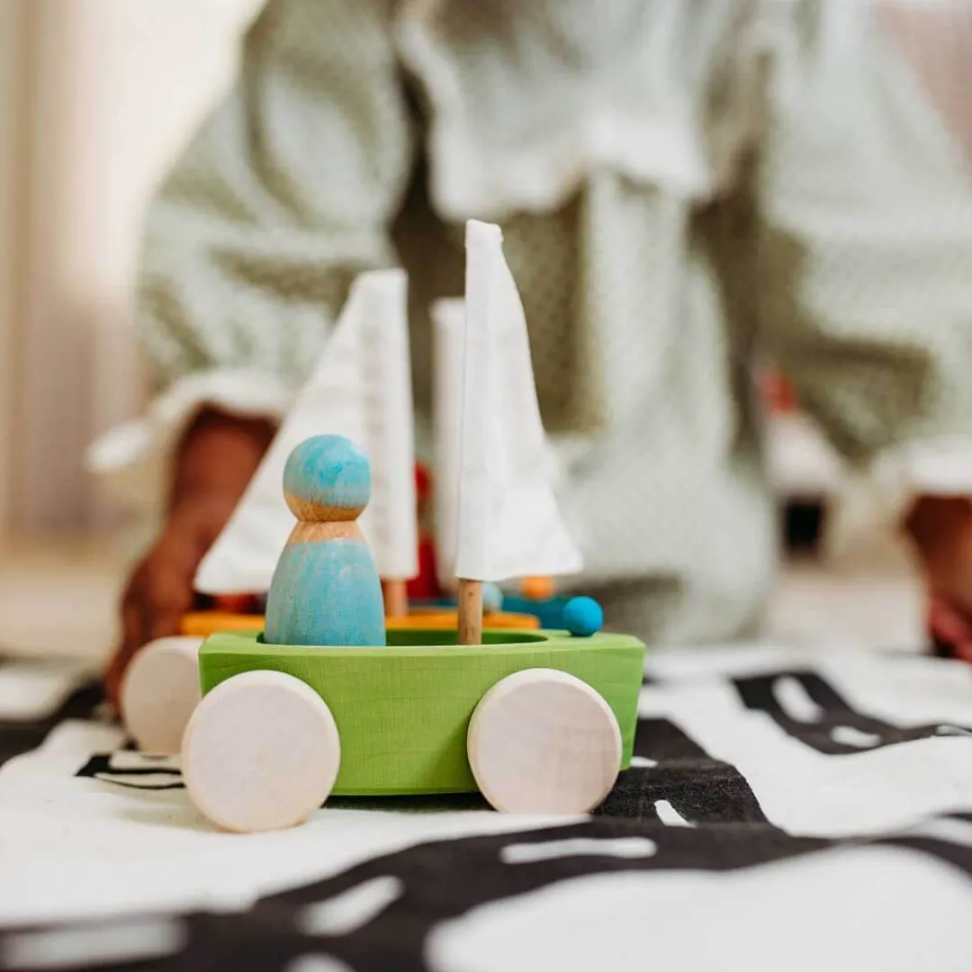 Grimm's Spiel u0026 Holz 4 Years|3 Years < Little Land Yacht - Wooden Toy Sailboat