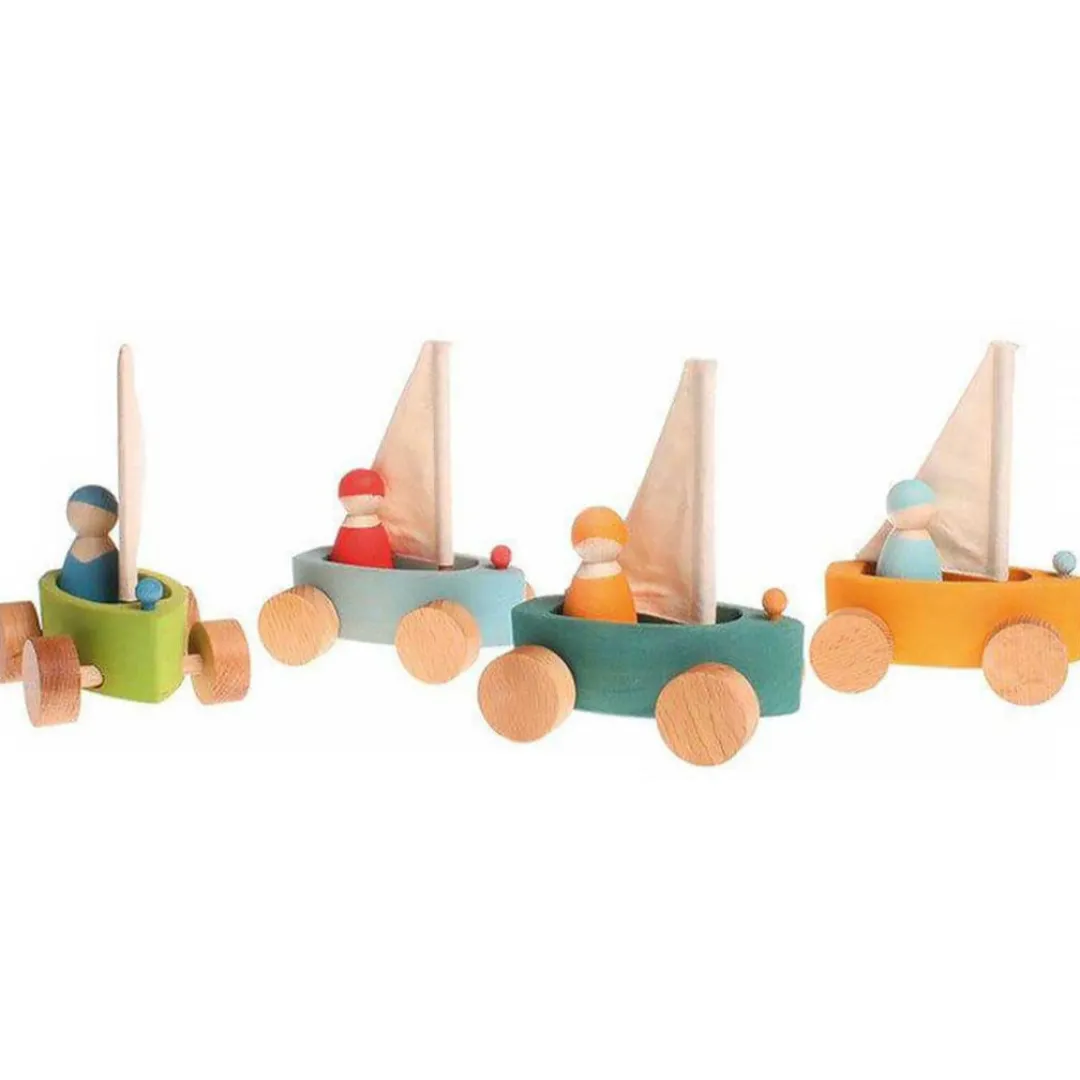 Grimm's Spiel u0026 Holz 4 Years|3 Years < Little Land Yacht - Wooden Toy Sailboat