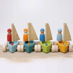 Grimm's Spiel u0026 Holz 4 Years|3 Years < Little Land Yacht - Wooden Toy Sailboat