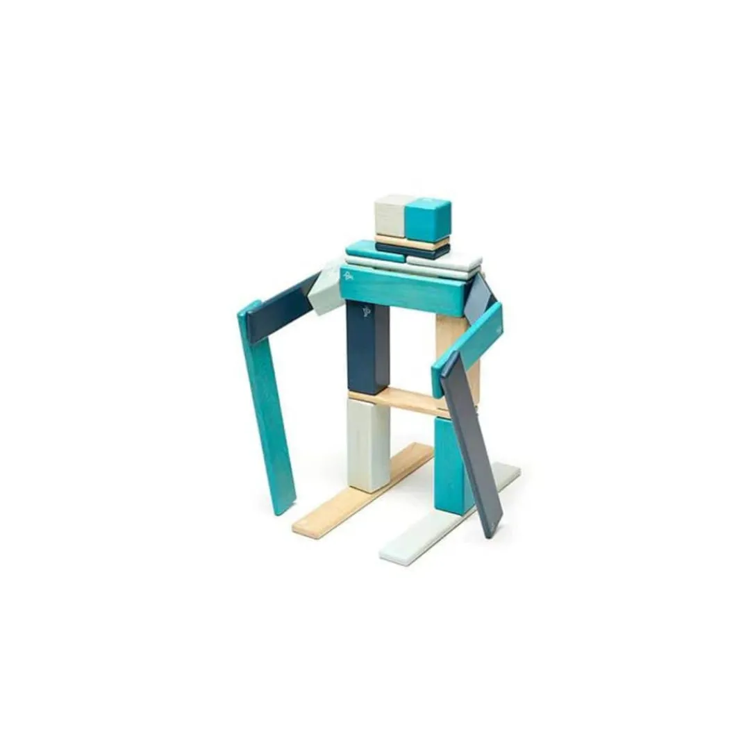 Tegu 12-24 Months|Wooden Toys < Magnetic Wooden Blocks - 24 Piece Set Blues
