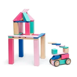 Tegu 12-24 Months|Wooden Toys < Magnetic Wooden Blocks - 42 Piece Set Blossom