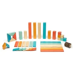 Tegu 12-24 Months|Wooden Toys < Magnetic Wooden Blocks - 42 Piece Set Sunset