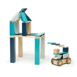 Tegu 12-24 Months|Wooden Toys < Magnetic Wooden Blocks - 42 Piece Set Blues