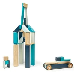Tegu 12-24 Months|Wooden Toys < Magnetic Wooden Blocks - 42 Piece Set Blues