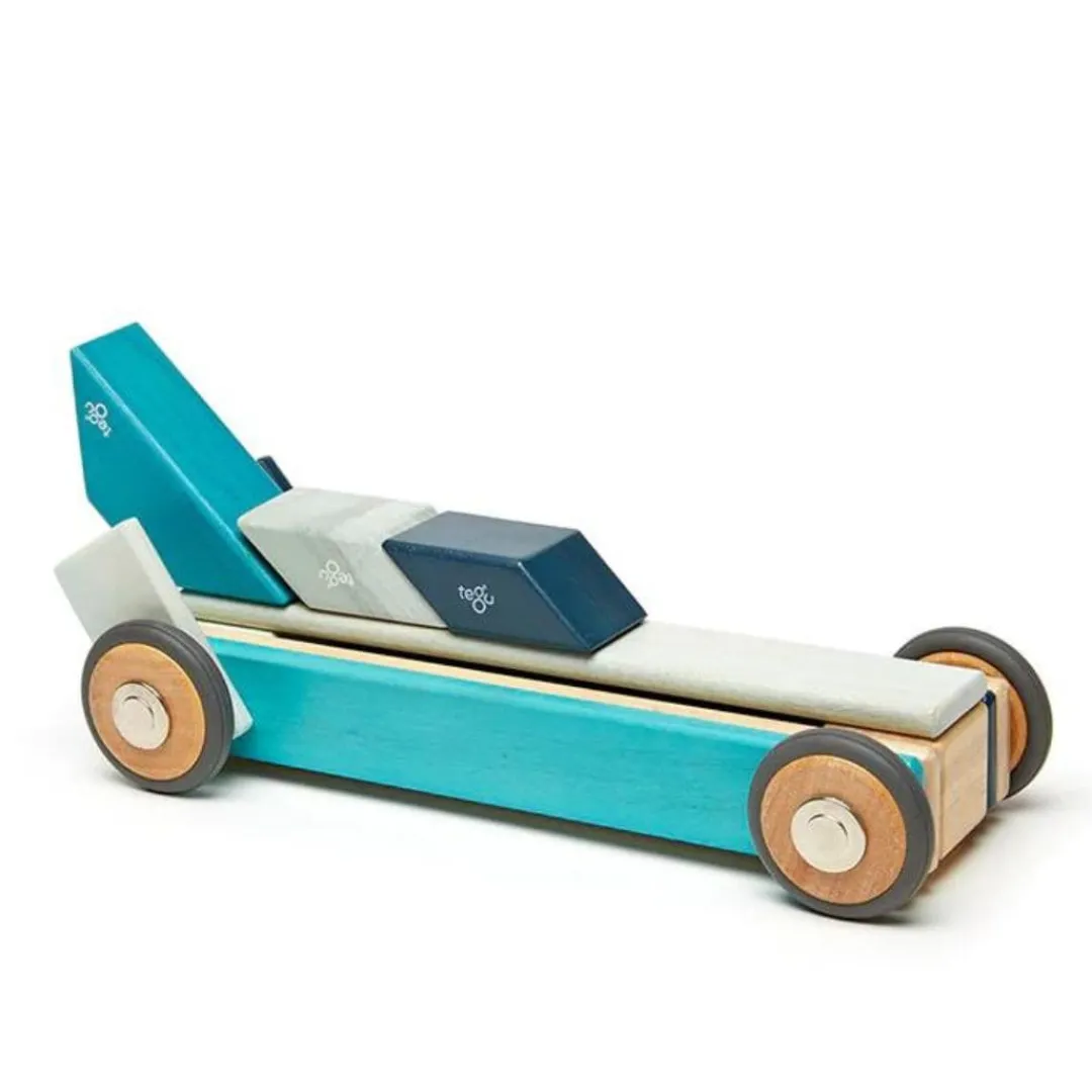 Tegu 12-24 Months|Wooden Toys < Magnetic Wooden Blocks - 42 Piece Set Blues