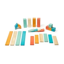 Tegu 12-24 Months|Wooden Toys < Magnetic Wooden Blocks - 24 Piece Set Sunset
