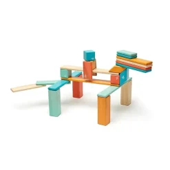Tegu 12-24 Months|Wooden Toys < Magnetic Wooden Blocks - 24 Piece Set Sunset