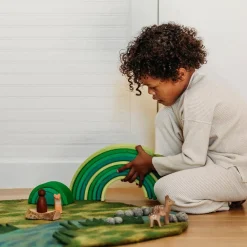 Grimm's Spiel u0026 Holz 12-24 Months|Wooden Toys < Meadow Green Wooden Rainbow Tunnel