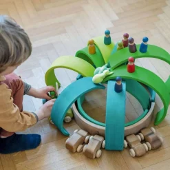 Grimm's Spiel u0026 Holz 12-24 Months|Wooden Toys < Meadow Green Wooden Rainbow Tunnel
