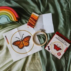 Kikkerland Design 6 Years|Other Crafts < Mini Cross-Stitch Embroidery Butterfly Kit