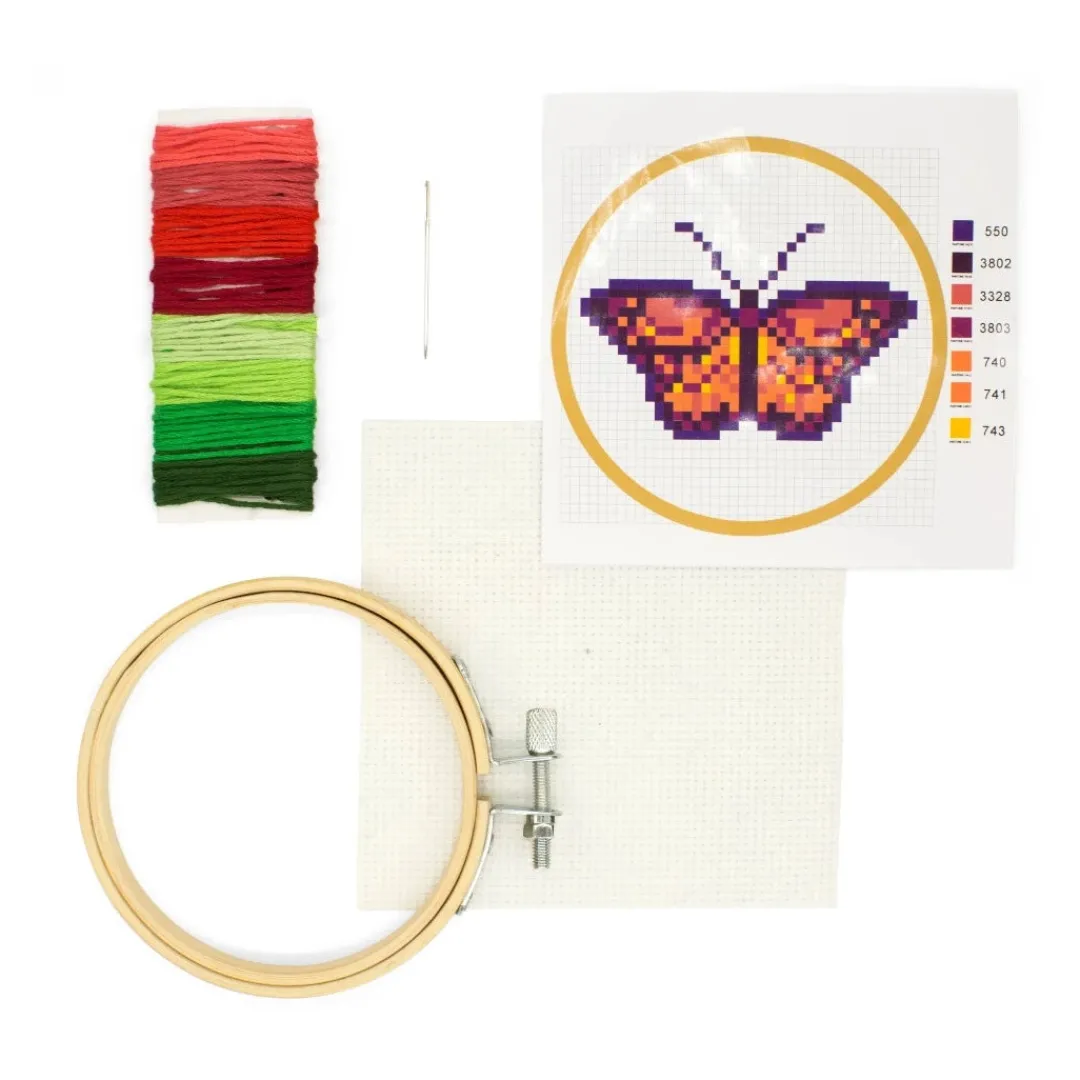 Kikkerland Design 6 Years|Other Crafts < Mini Cross-Stitch Embroidery Butterfly Kit