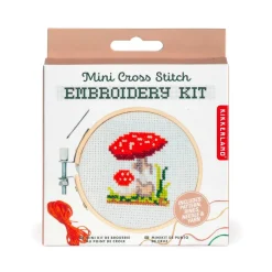 Kikkerland Design 6 Years|Other Crafts < Mini Cross-Stitch Embroidery Mushroom Kit