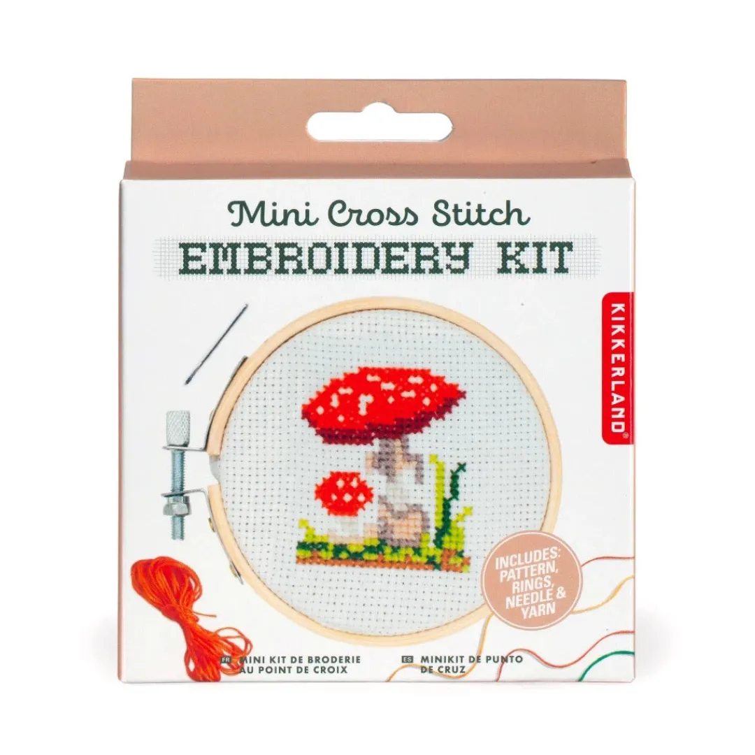 Kikkerland Design 6 Years|Other Crafts < Mini Cross-Stitch Embroidery Mushroom Kit