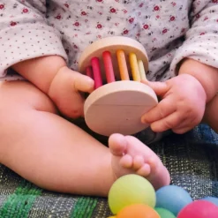 Grimm's Spiel u0026 Holz 12-24 Months|Wooden Toys < Mini Rolling Wheel Rattle