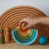 Grimm's Spiel u0026 Holz Wooden Toys|4 Years < Mini Wooden Rainbow Stacker - Pastel