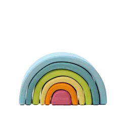 Grimm's Spiel u0026 Holz Wooden Toys|4 Years < Mini Wooden Rainbow Stacker - Pastel