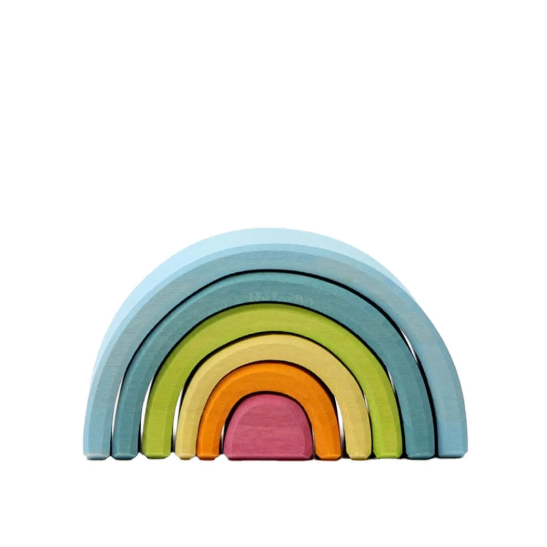 Grimm's Spiel u0026 Holz Wooden Toys|4 Years < Mini Wooden Rainbow Stacker - Pastel