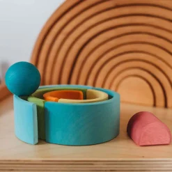 Grimm's Spiel u0026 Holz Wooden Toys|4 Years < Mini Wooden Rainbow Stacker - Pastel