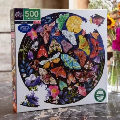eeBoo Puzzles|5 Years < Moths 500 Piece Round Puzzle