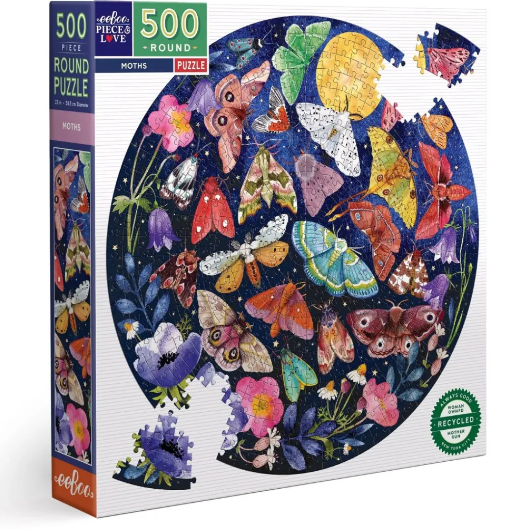 eeBoo Puzzles|5 Years < Moths 500 Piece Round Puzzle