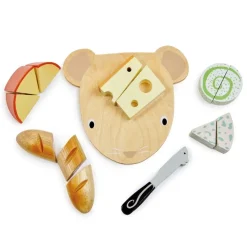 Tender Leaf Toys Wooden Toys|2 Years < Mouse-shaped Wooden Cheese Board Play Set