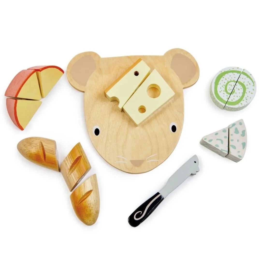 Tender Leaf Toys Wooden Toys|2 Years < Mouse-shaped Wooden Cheese Board Play Set