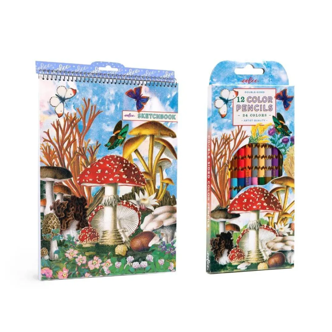 eeBoo 4 Years|3 Years < Mushroom-Themed Sketchbook and Pencil Set
