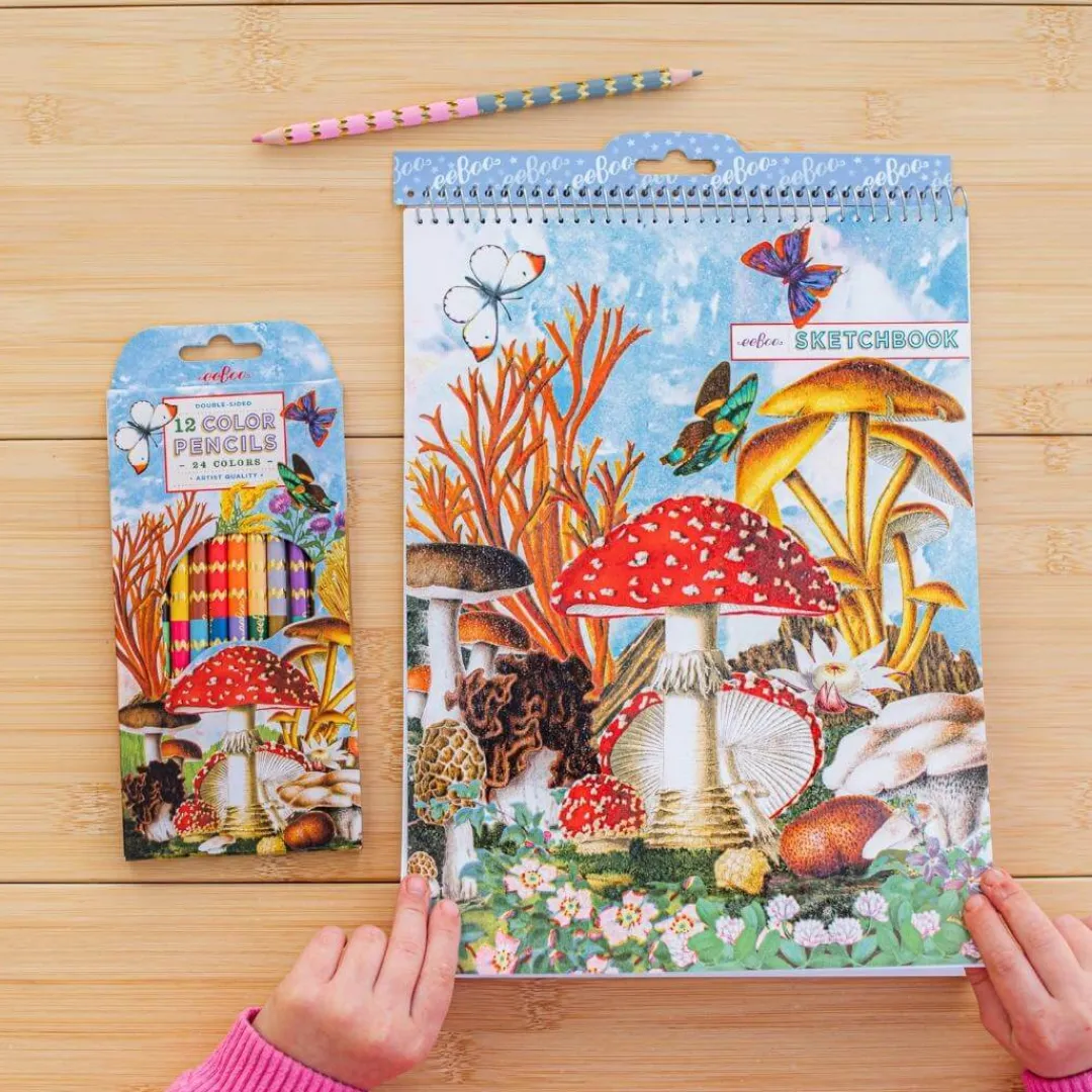 eeBoo 4 Years|3 Years < Mushroom-Themed Sketchbook and Pencil Set