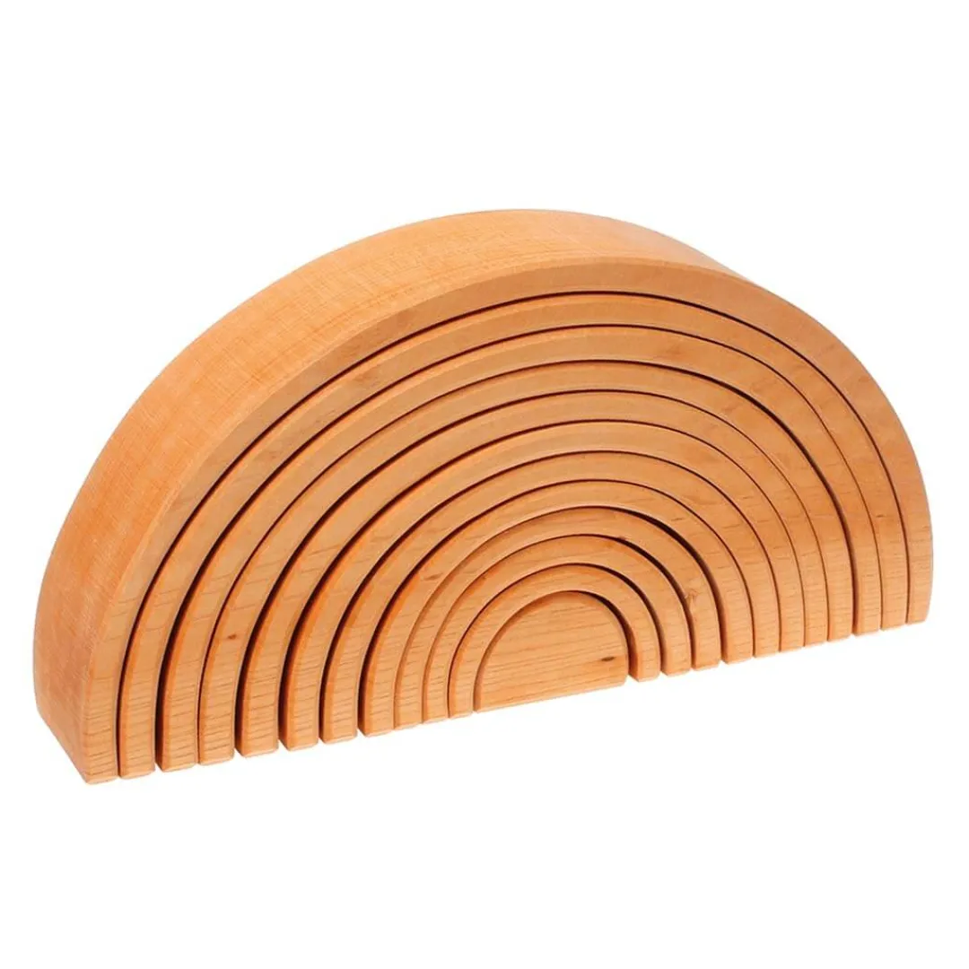 Grimm's Spiel u0026 Holz 12-24 Months|Marble & Ball Runs < Natural Wooden Rainbow Tunnel - 12 Piece