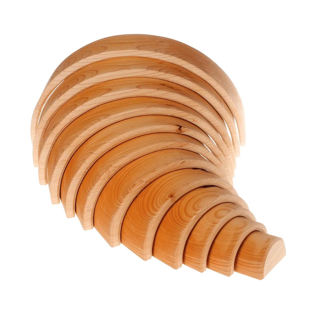 Grimm's Spiel u0026 Holz 12-24 Months|Marble & Ball Runs < Natural Wooden Rainbow Tunnel - 12 Piece