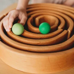 Grimm's Spiel u0026 Holz 12-24 Months|Marble & Ball Runs < Natural Wooden Rainbow Tunnel - 12 Piece