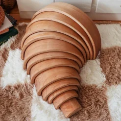 Grimm's Spiel u0026 Holz 12-24 Months|Marble & Ball Runs < Natural Wooden Rainbow Tunnel - 12 Piece