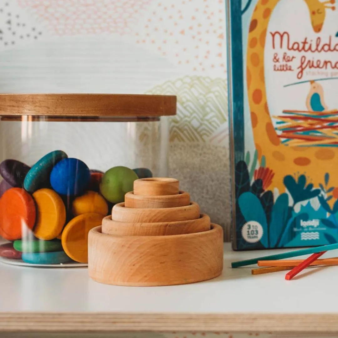 Grimm's Spiel u0026 Holz 12-24 Months|Wooden Toys < Natural Wood Nesting Bowl Set