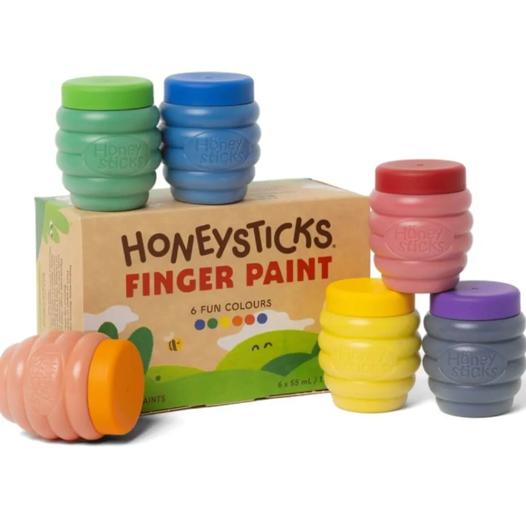 Honeysticks 2 Years|4 Years < Non-Toxic Finger Paints - 6 Pack