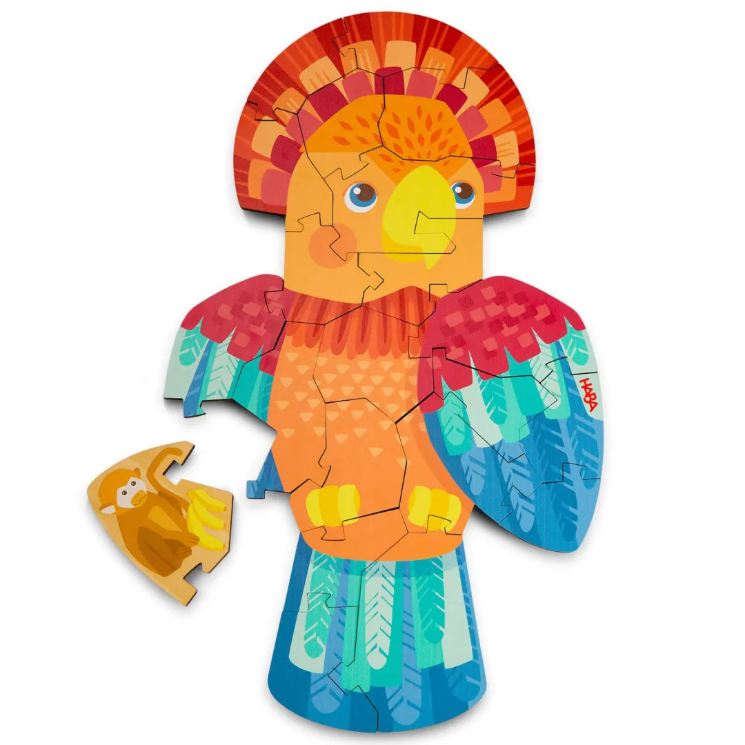 HABA Wooden Toys|4 Years < Parrot 2-in-1 Wooden Puzzle