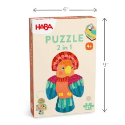 HABA Wooden Toys|4 Years < Parrot 2-in-1 Wooden Puzzle