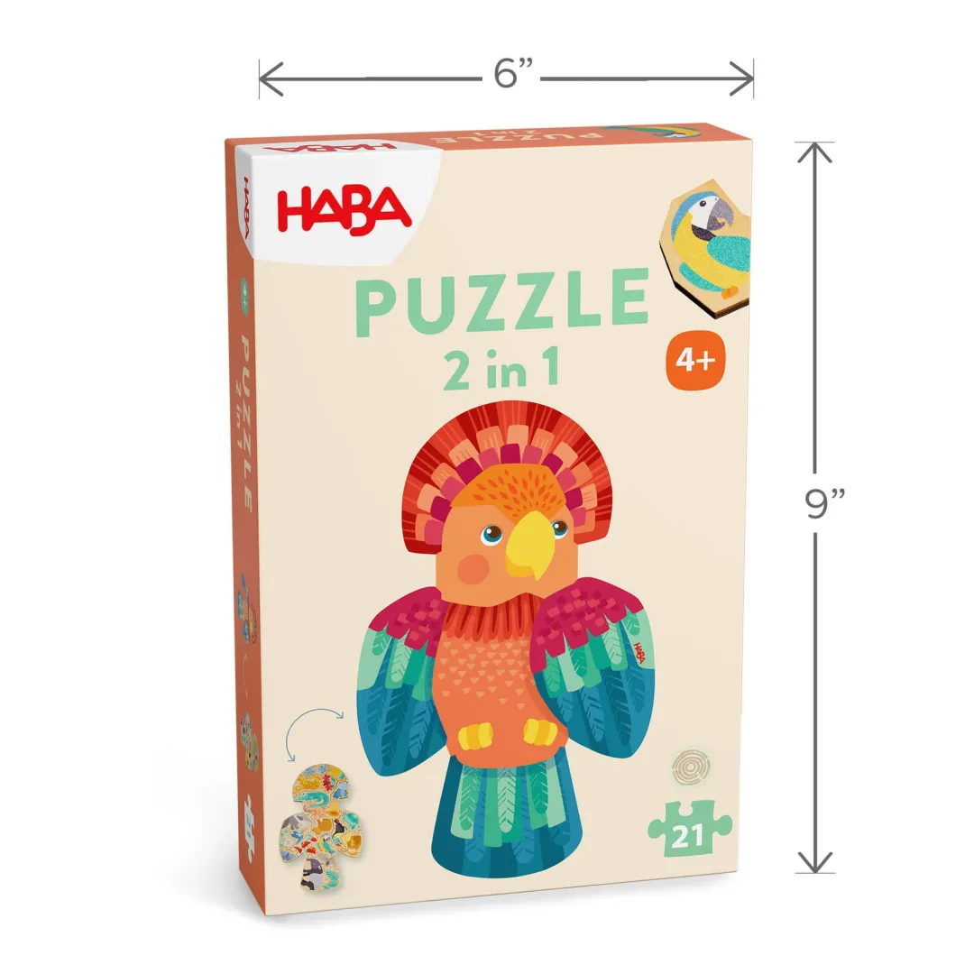 HABA Wooden Toys|4 Years < Parrot 2-in-1 Wooden Puzzle