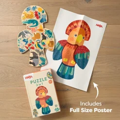 HABA Wooden Toys|4 Years < Parrot 2-in-1 Wooden Puzzle