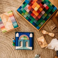 Grimm's Spiel u0026 Holz Marble & Ball Runs|Wooden Toys < Pastel Duo Wooden Block Set