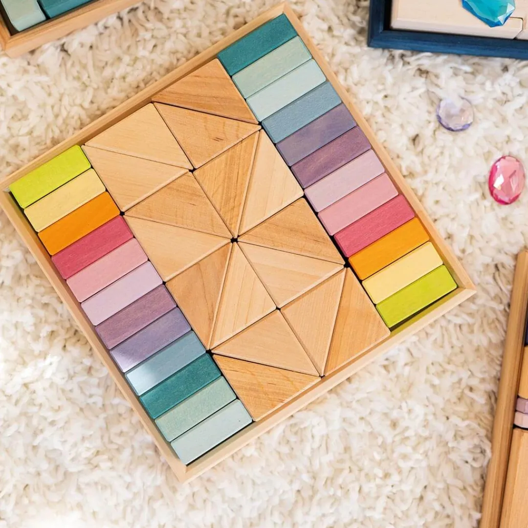 Grimm's Spiel u0026 Holz Marble & Ball Runs|Wooden Toys < Pastel Duo Wooden Block Set