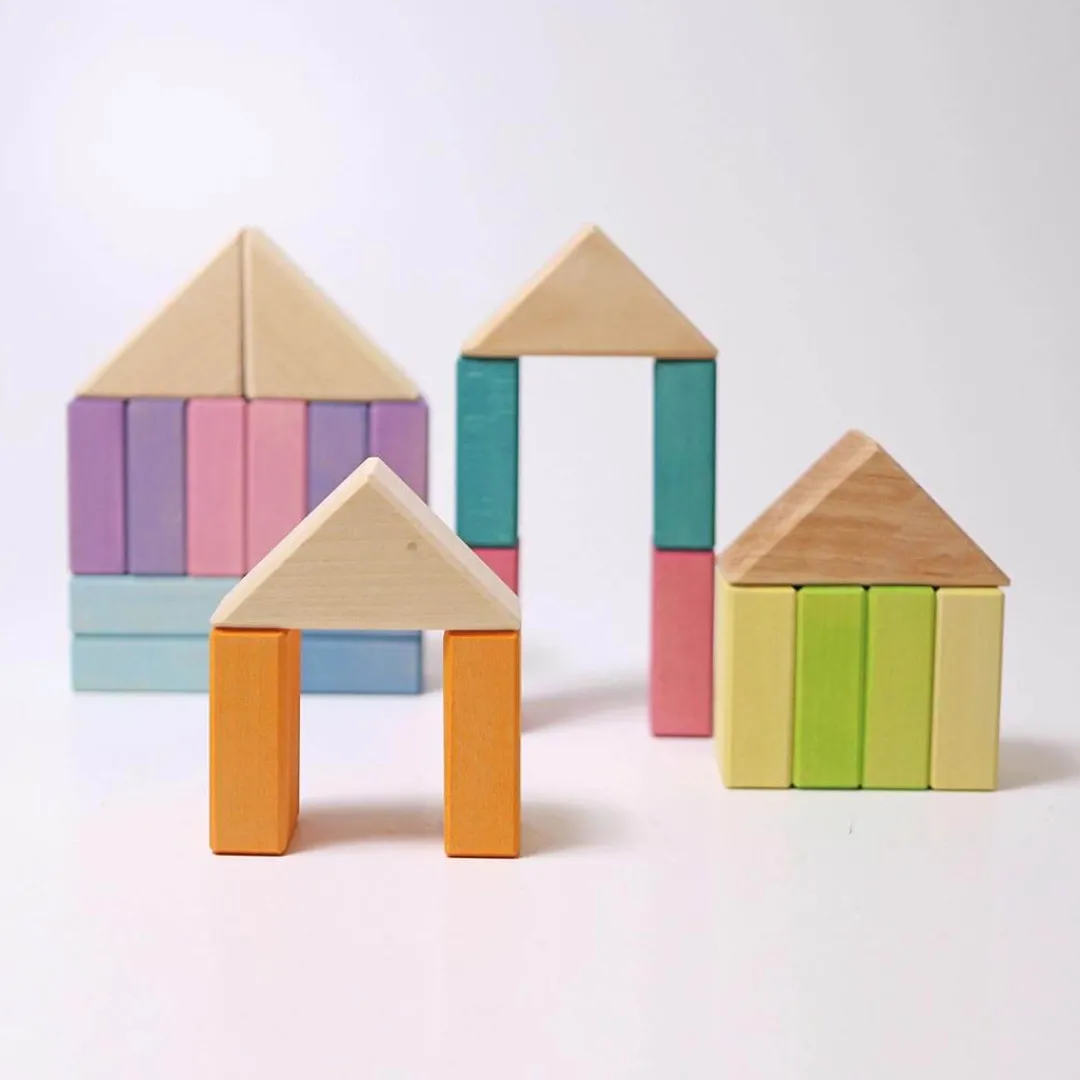 Grimm's Spiel u0026 Holz Marble & Ball Runs|Wooden Toys < Pastel Duo Wooden Block Set