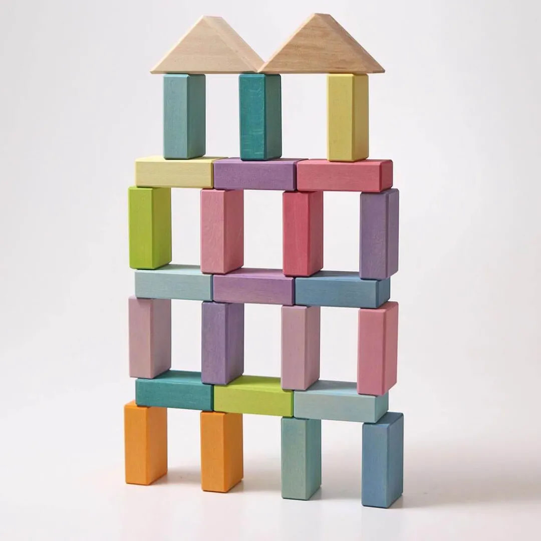 Grimm's Spiel u0026 Holz Marble & Ball Runs|Wooden Toys < Pastel Duo Wooden Block Set