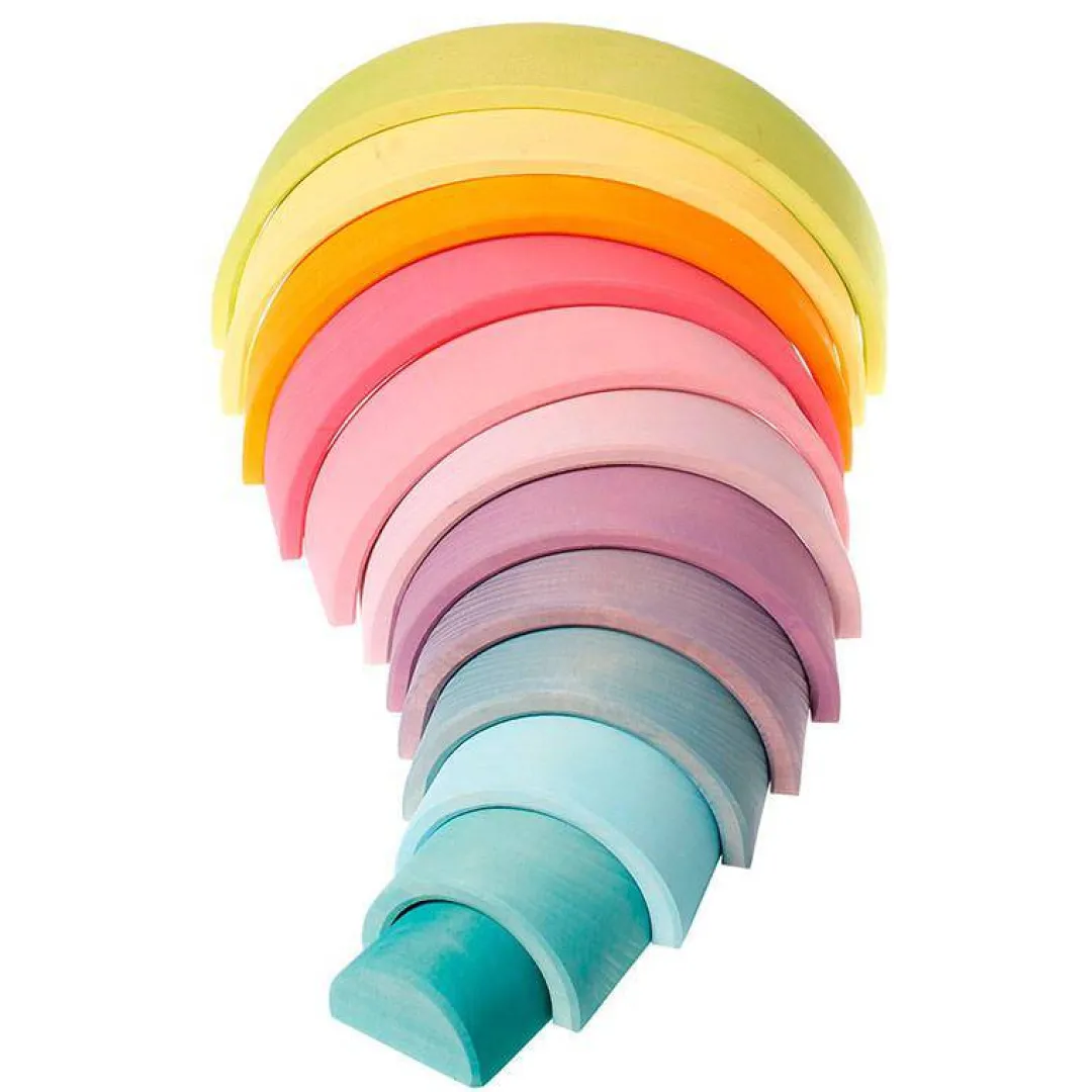Grimm's Spiel u0026 Holz 12-24 Months|Marble & Ball Runs < Pastel Large Wooden Rainbow Tunnel - 12 Piece
